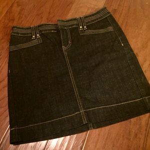 Dk Blue Denim w/Rhinestones Skirt WHBM - Sz 2